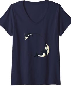 Womens Cool Orcas Whale Sea Animal Cute Orca Lover V-Neck T-Shirt