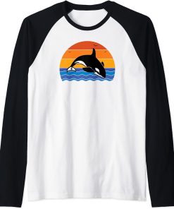 Vintage Orca Graphic - For Whale Watchers Raglan Baseball Tee