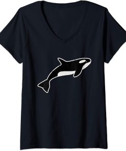 Womens Whale Orca Love Oceans Animal Fin Waves Sea Vintage Gift V-Neck T-Shirt