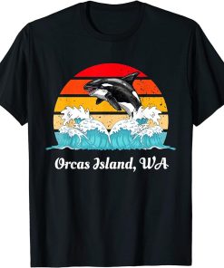 Vintage Orcas Island WA Distressed Orca Killer Whale Art T-Shirt