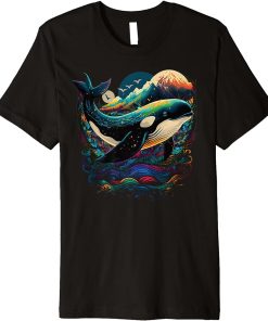 Colourful mystical orca whale watching dolphin pottwhale orca whale Premium T-Shirt