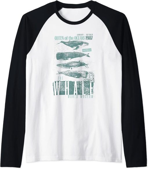 Beluga Whale Humpback Whale Killer Whale Vintage Art Gift Raglan Baseball Tee