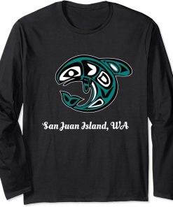 San Juan Island WA Native American Tribal Orca Killer Whale Long Sleeve T-Shirt